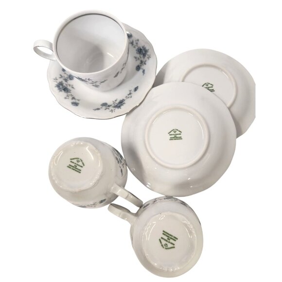 Johann Haviland Bavaria Blue Garland Fine China Set of 2 Cups and 2 Saucers Vint - Picture 5 of 9